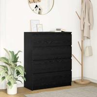 Dressoir 80x35x99 cm spaanplaat zwart eikenkleurig