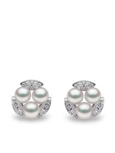 Yoko London puces d'oreilles Sleek en or blanc 18ct ornées de diamants et de perles Akoya - Argent