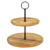 Etagere 2-laags - bamboe hout - 16 x D22 cm