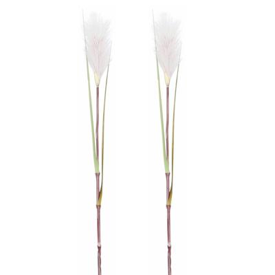 Rietgras/pluimgras kunstplant losse steel - 2x stuks - takken - roze/witte pluim - 72 cm