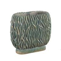 Brendan Green cementen ovale pot met gouden afwerking gegraveerd L