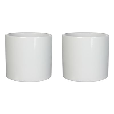 3x stuks bloempotten glans wit keramiek voor kamerplant H17.5 x D19.5 cm