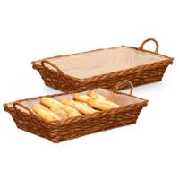 Rieten mand - 2x - gevlochten riet - bruin - 63 x 41 x 16 cm - broodmand - serveermand