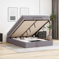Ottoman bed met matras 140x200cm kunstleer grijs