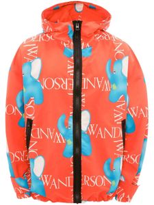 JW Anderson veste oversize imprimée à capuche - Rouge