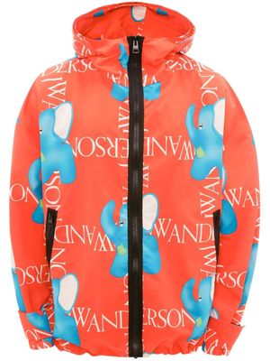 JW Anderson veste oversize imprimée à capuche - Rouge