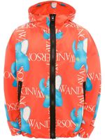 JW Anderson veste oversize imprimée à capuche - Rouge - thumbnail