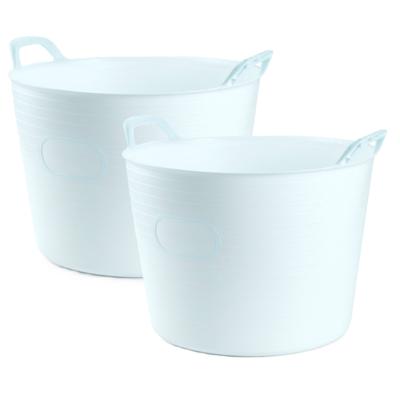 Flexibele kuip of emmer - 2x - ijsblauw - 42 liter - stevig kunststof - 45 x 38 cm