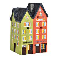 Lichthaus "1235 Weinhaus Stapelhäuschen" Keulen van porselein, groen/rood (B/H/D) 11x18x11cm