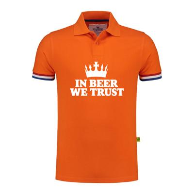 Koningsdag verkleed poloshirt heren - in beer we trust - oranje