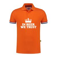 Koningsdag verkleed poloshirt heren - in beer we trust - oranje