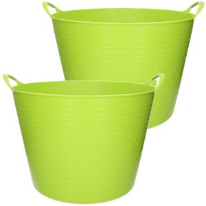 2x stuks flexibele kuip emmer/wasmand rond fel groen 43 liter