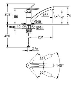 GROHE bau eco Keukenkraan - laag - draaibare uitloop - chroom 31680000