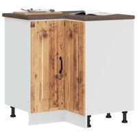 Hoekkeukenonderkast Kalmar bewerkt hout oud houtkleurig