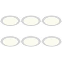 LED Downlight Inbouwspot Dimbaar 6 Stuks - Brinton Thin - 18W 1800lm 120° Bundelhoek - Natuurlijk Wit 4000K - IP40 - Rond - Wit - Ø229mm Buitenmaat - Ø205mm Zaagmaat