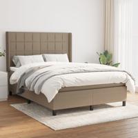 Boxspring met matras stof taupe 140x200 cm