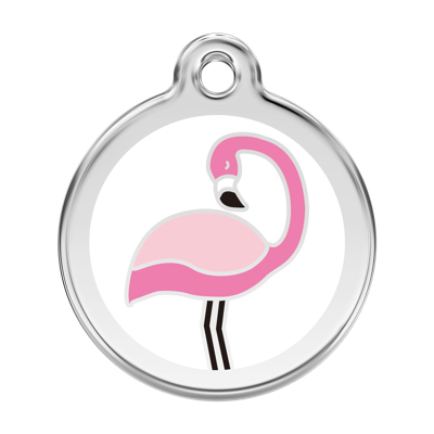 Flamingo White roestvrijstalen hondenpenning large/groot dia. 3,8 cm - Reddingo