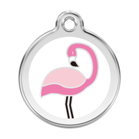 Flamingo White roestvrijstalen hondenpenning large/groot dia. 3,8 cm - Reddingo
