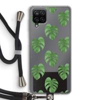 Monstera leaves: Samsung Galaxy A12 Transparant Hoesje met koord