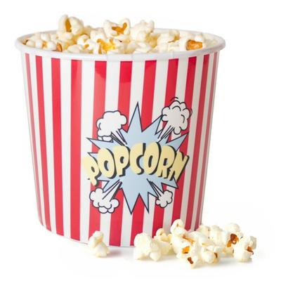 Popcorn bak - rood/wit - kunststof - D24 cm - 9 liter - herbruikbaar