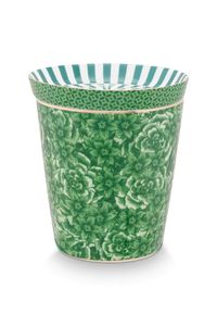 Pip Studio Royal Stripes Mok Bloemen & Theetip Groen