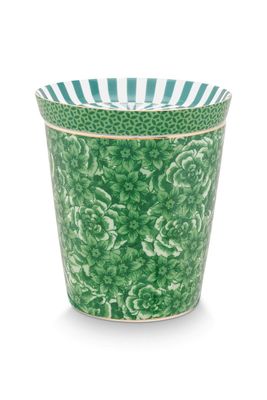 Pip Studio Royal Stripes Mok Bloemen & Theetip Groen Pip Studio Royal Stripes Mok Bloemen & Theetip Groen