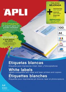 Apli witte etiketten ft 52,5 x 21,2 mm (b x h), 5.600 stuks, 56 per blad (1284)