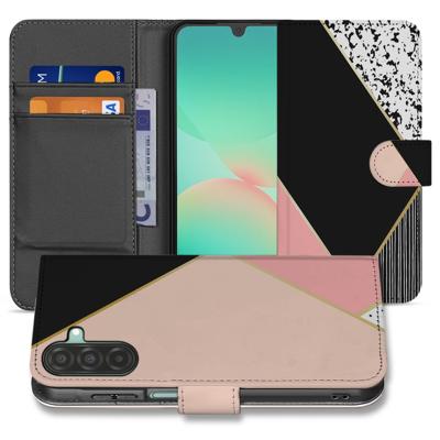Samsung Galaxy A17 | Bookcase | Zwart Roze Vormen Met 3 Pasjes