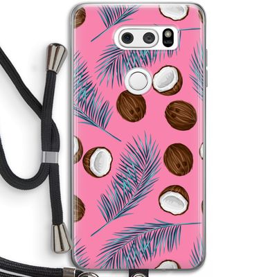 Kokosnoot roze: LG V30 Transparant Hoesje met koord