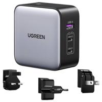 UGREEN 90409 Laadadapter 65 W USB-C bus, USB-C bus, USB-A-bus Grijs Binnen
