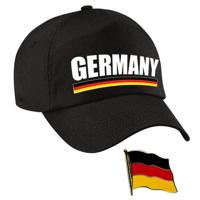 Duitsland supporters setje - baseballcap print zwart - colbert pin broche vlag - volwassenen