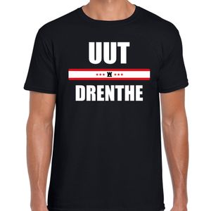 Drents dialect shirt Uut Drenthe met Drentse vlag zwart voor heren 2XL  -