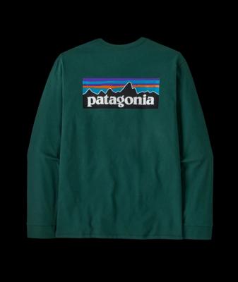 Patagonia Long-Sleeved P-6 Logo Responsibili-Tee Shirt Heren Cascade Green L