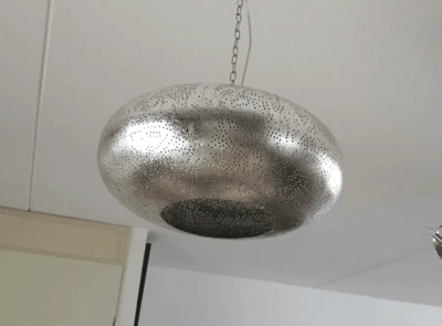 Hanglamp filigrain &apos;Mars&apos; marokkaanse Oosterse stijl ufo vintage zilver 450mm