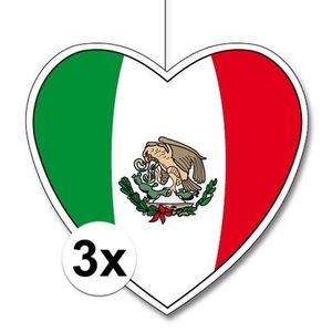 3x Mexico hangdecoratie harten 28 cm