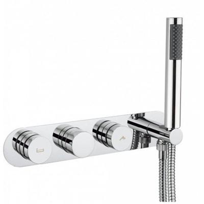 Crosswater Dial badkraan met 3 knoppen met handdouche horizontaal chroom DIAL_CENT_11