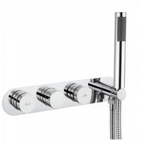 Crosswater Dial badkraan met 3 knoppen met handdouche horizontaal chroom DIAL_CENT_11