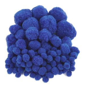 Pompons - 200x - blauw - 10-45 mm - hobby/knutsel materialen