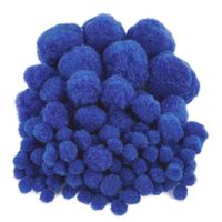 Pompons - 200x - blauw - 10-45 mm - hobby/knutsel materialen - thumbnail