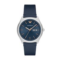 Horlogeband Armani AR1978 Leder Blauw 22mm