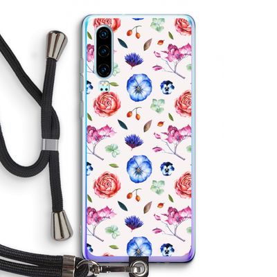 Bloemetjes: Huawei P30 Transparant Hoesje met koord