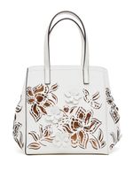 Oscar de la Renta petit sac à main Laser Cut Floral en cuir - Blanc