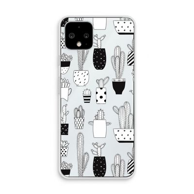 Cactusmotief: Pixel 4 Transparant Hoesje