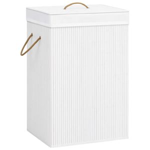 VidaXL Wasmand met 2 vakken 72 l bamboe wit
