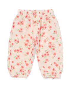 HEMA Newborn Broek Mousseline Bloemen Ecru (ecru)