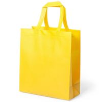 Draagtas/schoudertas/boodschappentas in de kleur geel 35 x 40 x 15 cm - thumbnail