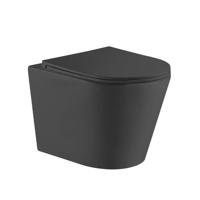 QeramiQ Dely Wandclosetset - 36.3x51.7cm - diepspoel - rimless - slim zitting - mat zwart SW1026253/SW1000768