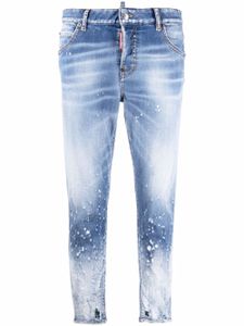 DSQUARED2 jean court skinny à effet usé - Bleu