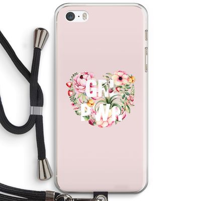GRL PWR Flower: iPhone 5 / 5S / SE Transparant Hoesje met koord