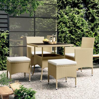 5-delige Loungeset poly rattan beige